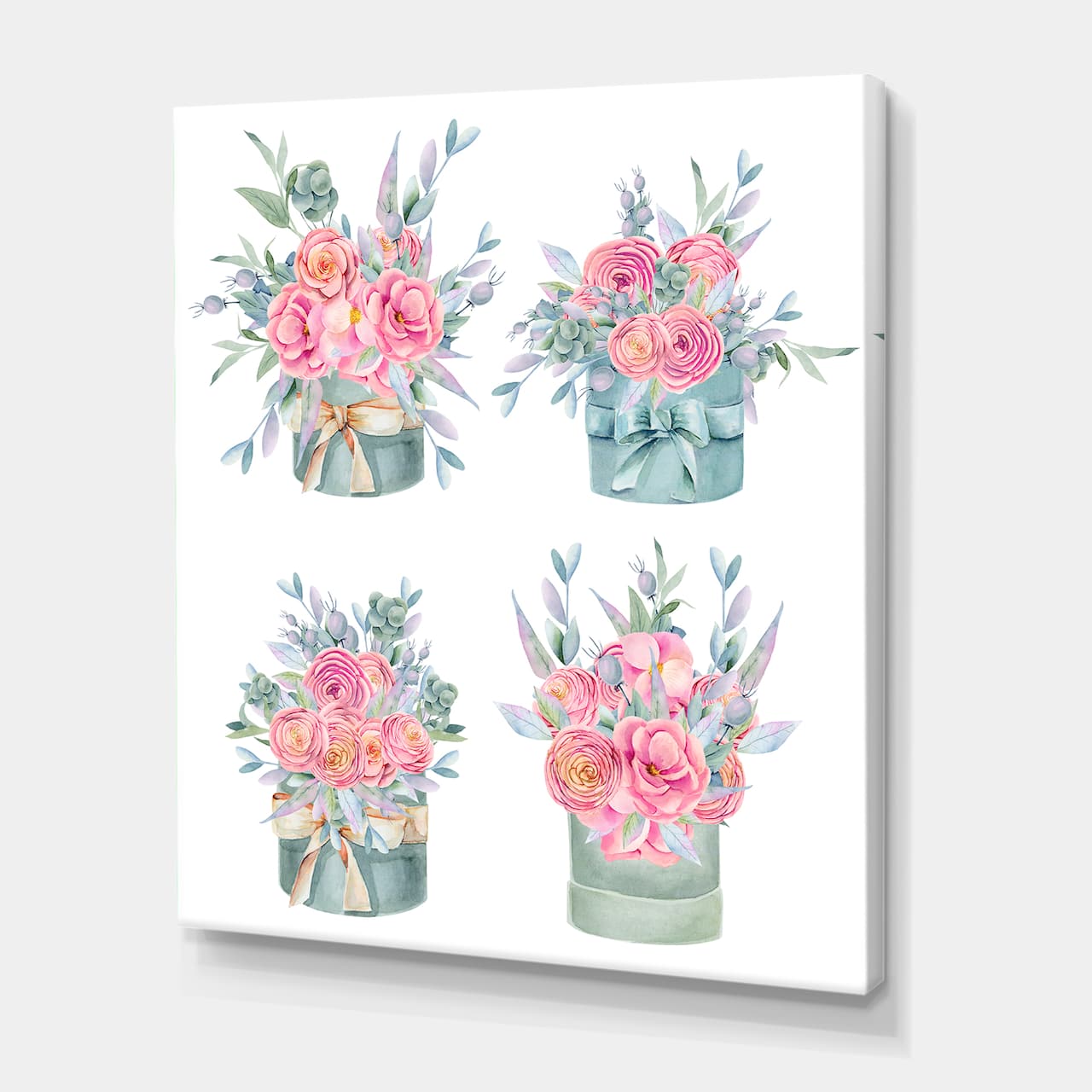 Designart - Collection of Pink Roses - Farmhouse Canvas Wall Art Print